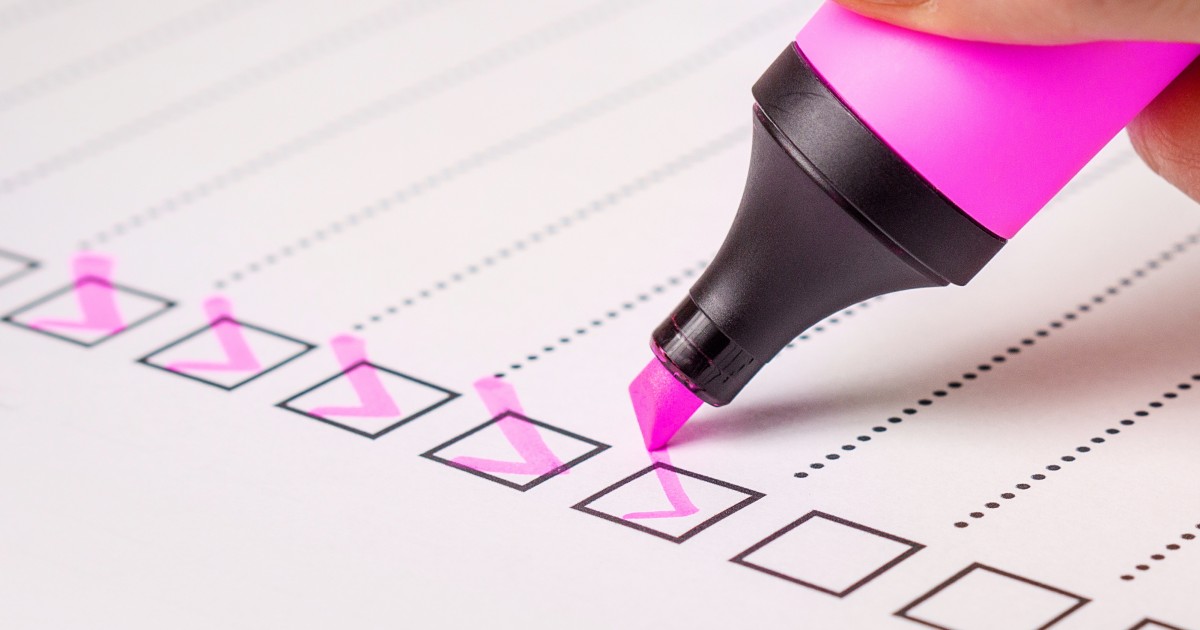 Booster Club Lifecycle Checklist Pink highlighter completing a checklist