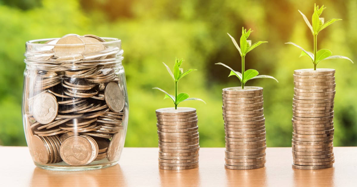 Sample Financial Controls for School Support Organizations Jar of coins outdoors next to stacks of coins with plants sprouting from each stack
